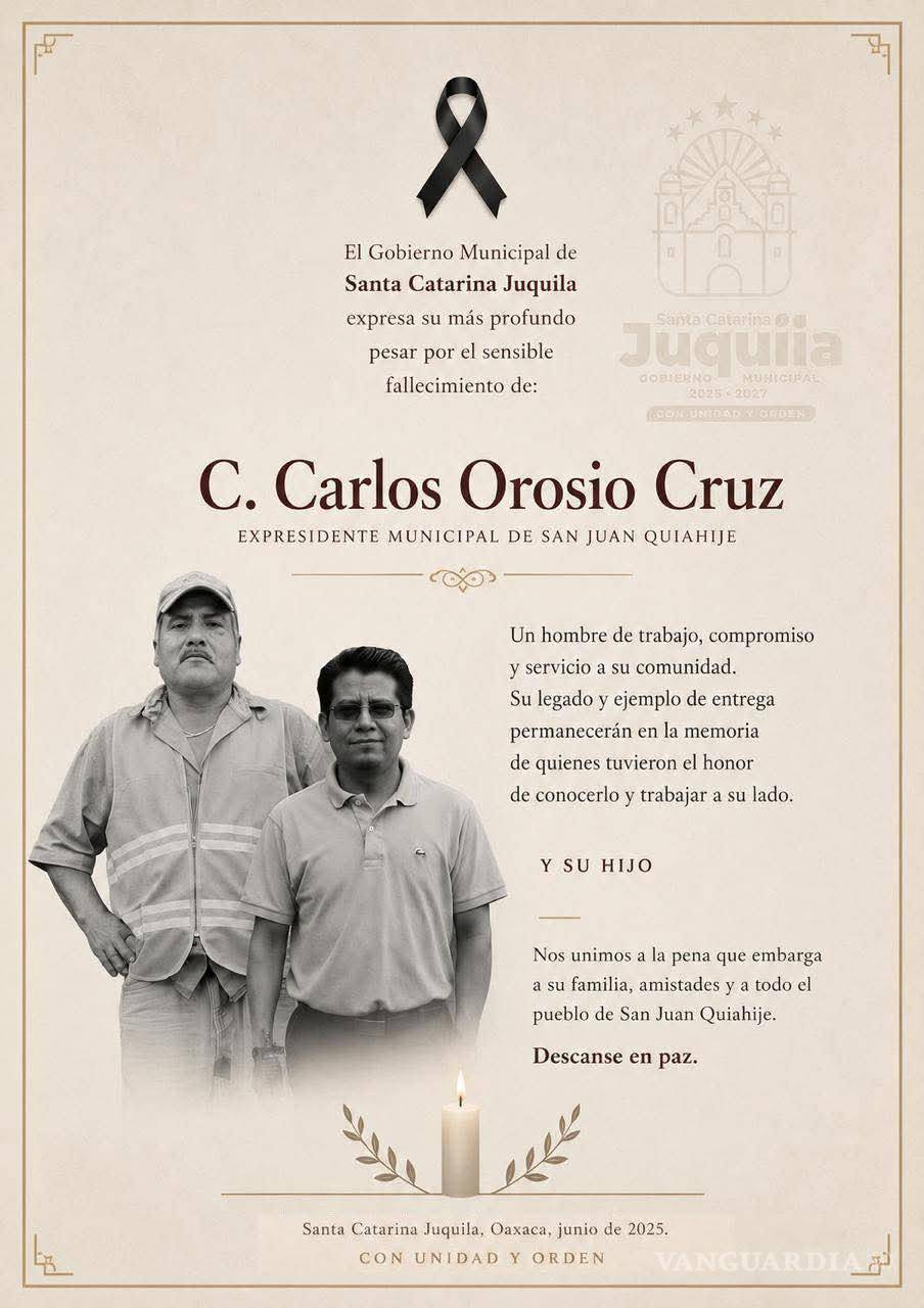 $!Asesinan a expresidente municipal de San Juan Quiahije y a su hijo en Oaxaca; Fiscalía abre investigación
