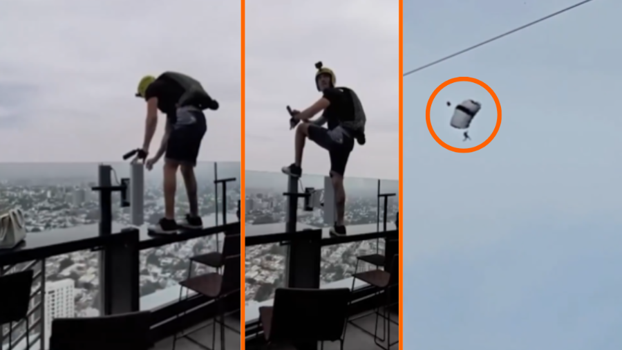 Un hombre saltó con paracaídas desde el Rooftop Bar 360 del Hotel Riu Guadalajara, pese a que no tenía autorización.