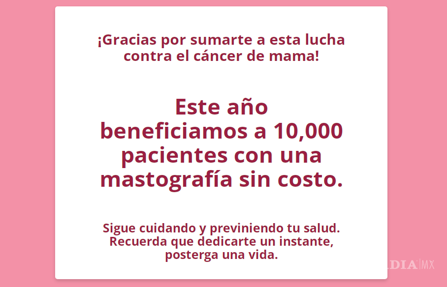 $!Laboratorio regala 10 mil mastografías en todo México en día de lucha contra el cáncer