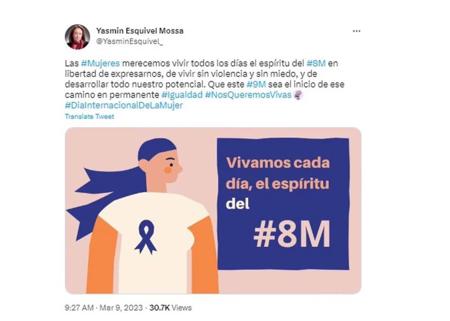$!Yasmín Esquivel publica mensaje por el 8M; ¿sí es suyo o lo copió?, le dicen