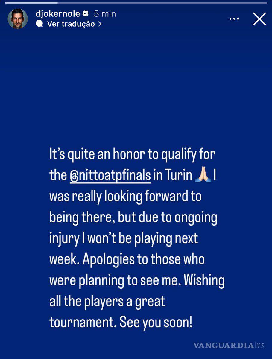 $!El tenista serbio anunció su baja del torneo de la ATP, con lo que abandonará por completo su actividad en 2024.