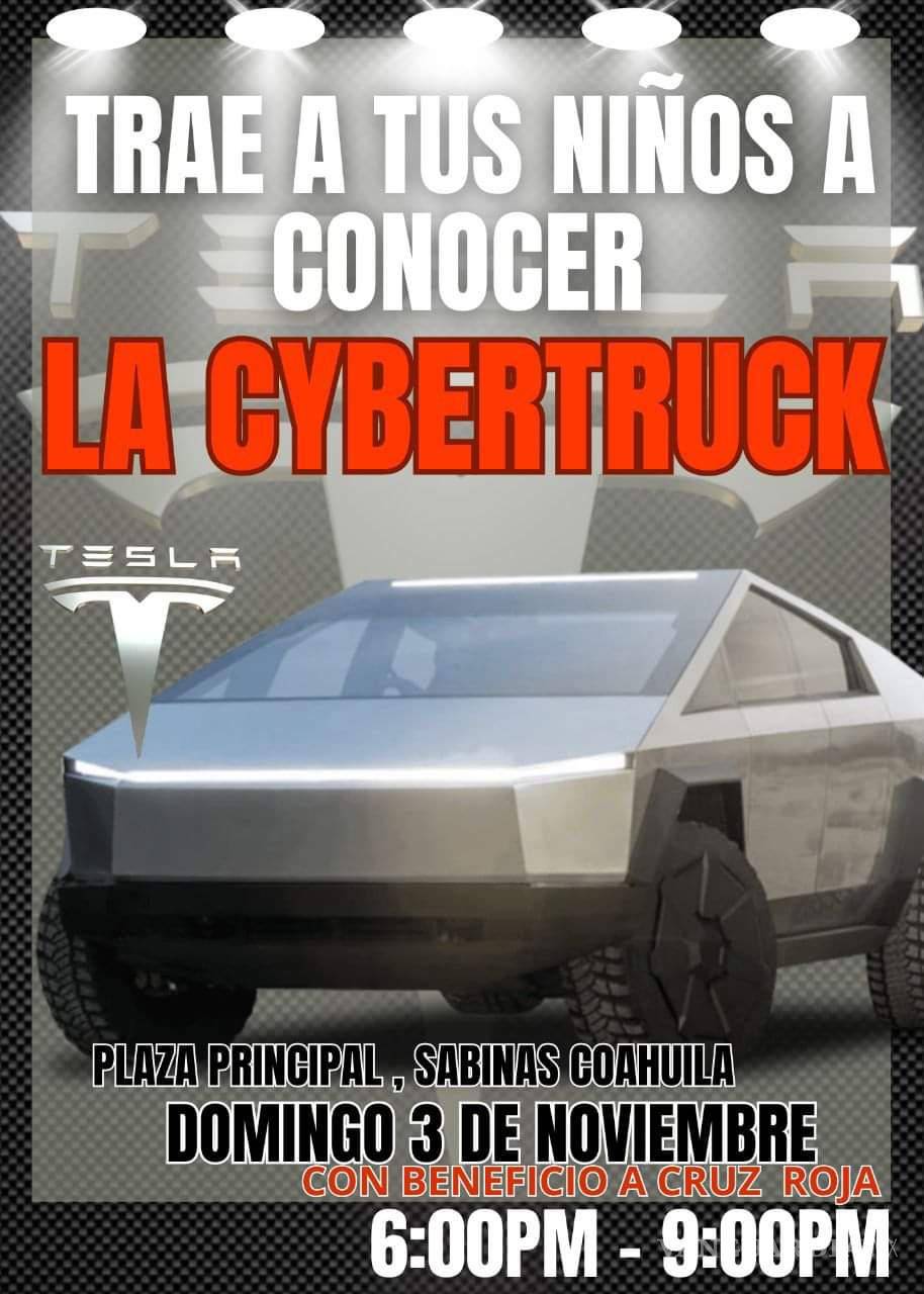 $!Llevarán CyberTruck de Tesla a plaza principal de Sabinas, Coahuila.