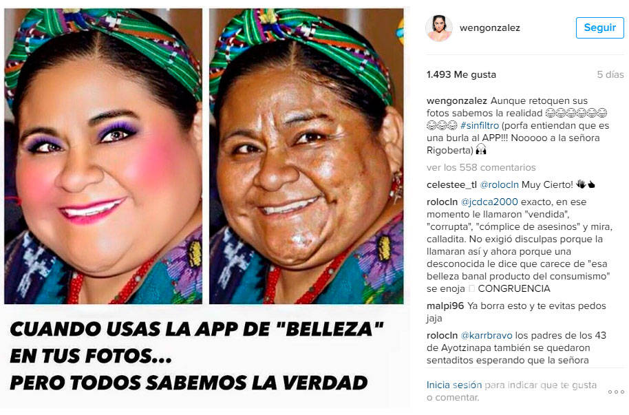 $!Wendy González no se disculpará con Rigoberta Menchú, la ve como 'doble cara'