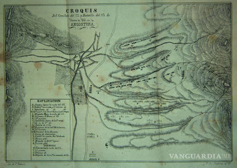 $!Este es el croquis del combate del 22 y Batalla del 23 de Febrero de 1847 en La Angostura.