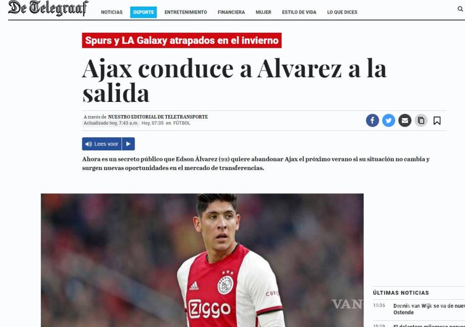 $!Edson Álvarez pudo salir en invierno y el Ajax mantuvo su agonía
