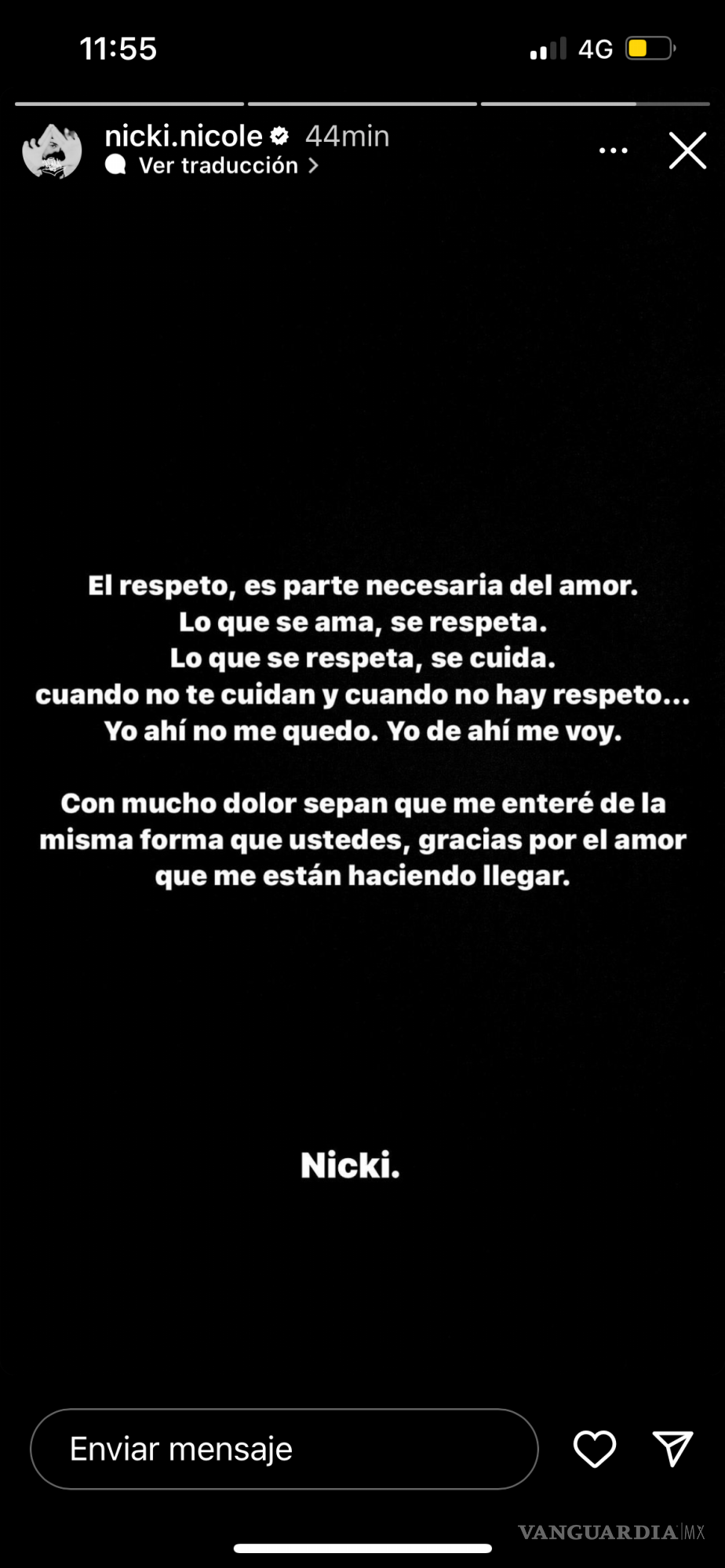 $!La argentina agradeció el apoyo de los fanáticos a la vez que expuso a su hoy expareja.