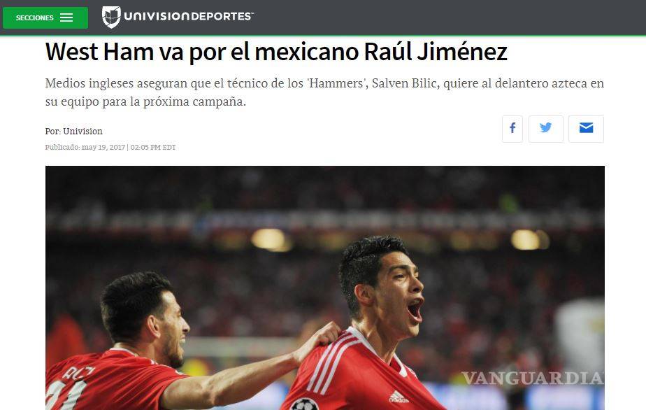 $!Raúl Jiménez sería compañero del 'Chicharito' en el West Ham