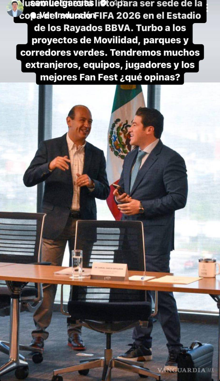 $!El mandatario del estado, Samuel Garcia, compartió historias de la reunión que tuvo con los organizadores de la justa deportiva.