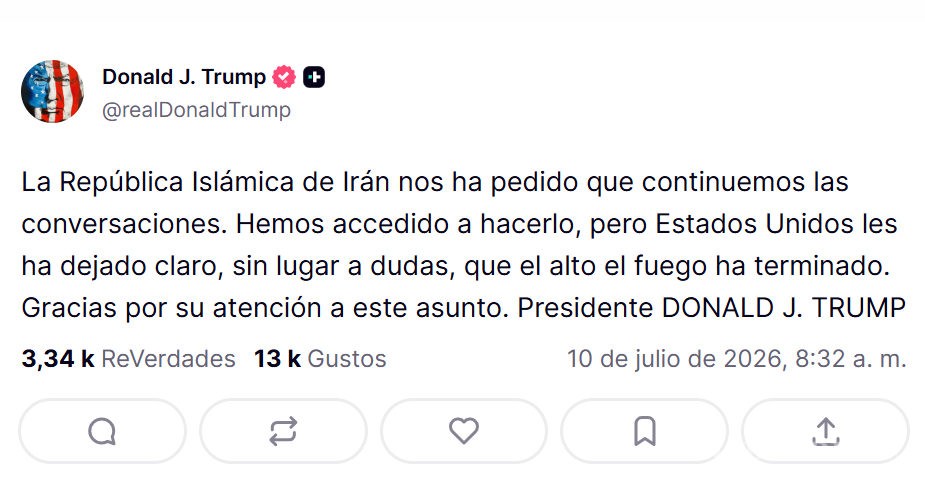 $!Trump reabre diálogo con Irán pese a declarar terminado el alto al fuego y llamar “basura” a su gobierno