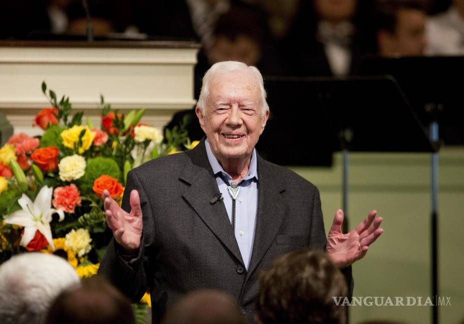 $!El expresidente Jimmy Carter enseña una clase de escuela dominical en la Iglesia Bautista Maranatha en su ciudad natal de Plains, Georgia, el 23 de agosto de 2015.