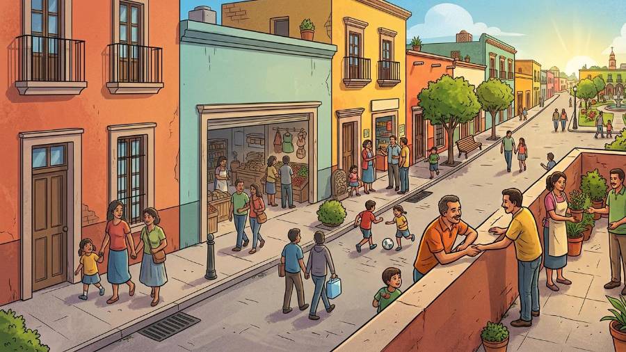 La vida comunitaria tradicional surgía de manera natural en espacios como calles, banquetas, tiendas, plazas, escuelas y parques.