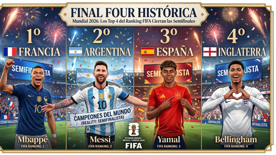 El Top 4 del ranking FIFA protagonizará unas Semifinales históricas en el Mundial 2026.