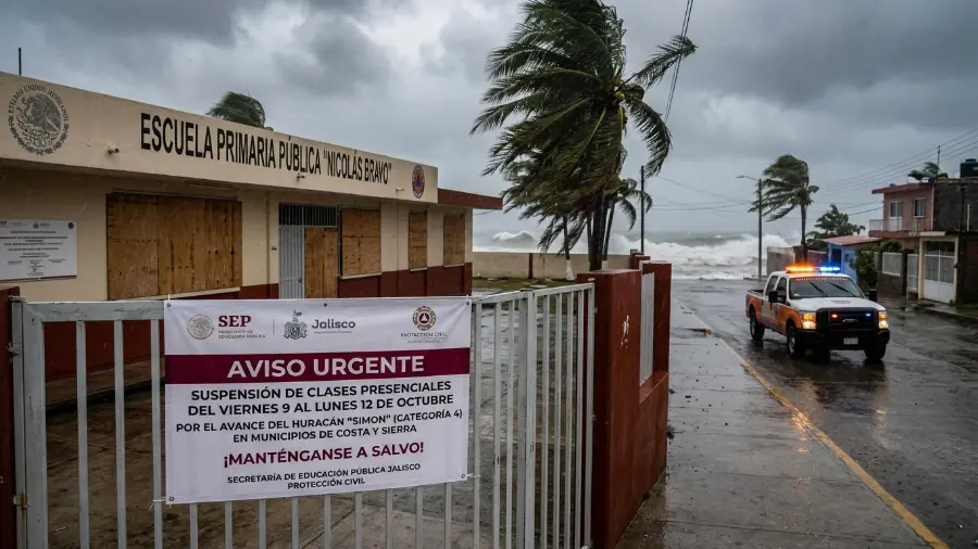 Ante el avance y permanencia del huracán ‘Simon’ de categoría 4 en escala de Saffir-Simpson, las Secretarías de Educación Pública de diferentes estados han implementado la suspensión de clases presenciales.