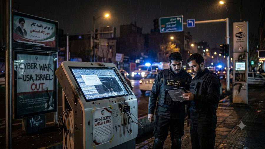 Imagen creada a través de inteligencia artificial que representa cómo la infraestructura pública digital hoy es un campo de batalla estratégico.