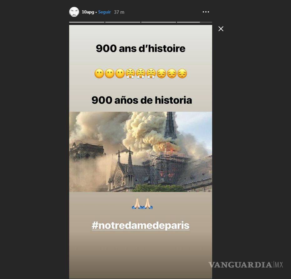 $!André Gignac lamenta el incendio en la Catedral de Notre Dame