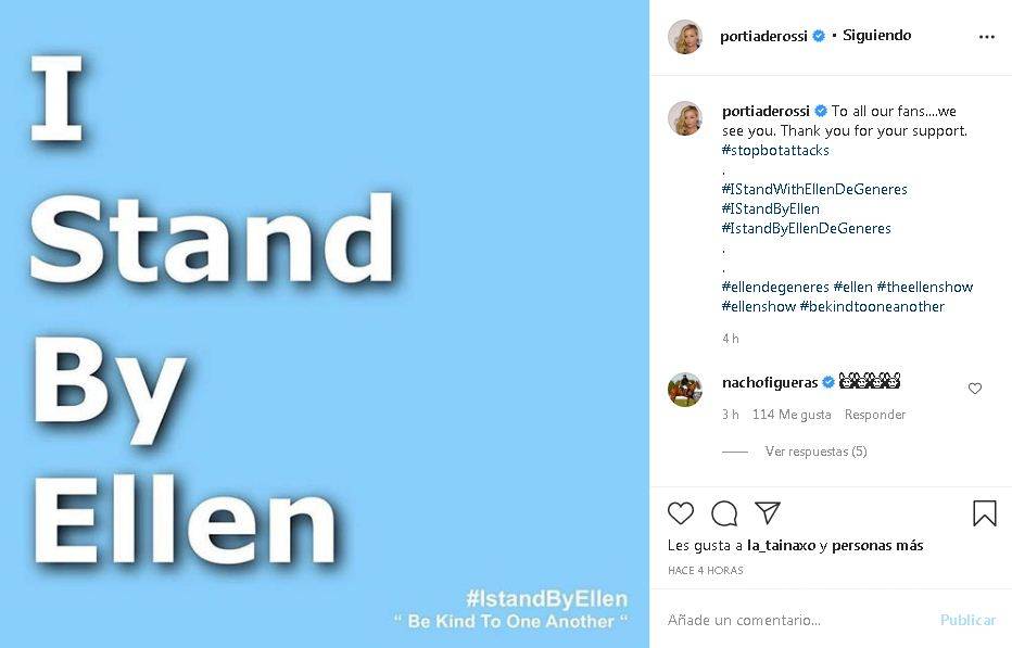 $!Portia de Rossi respalda a su esposa: 'Apoyo a Ellen'