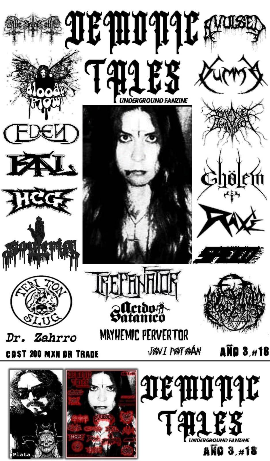 $!Portada del volumen XVIII de la fanzine Demonic Tales Underground