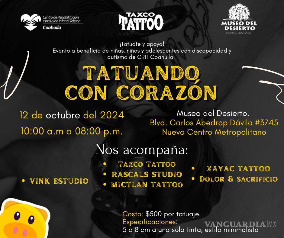 $!Artistas del tatuaje de Saltillo se unen para recaudar fondos en beneficio del CRIT Coahuila.
