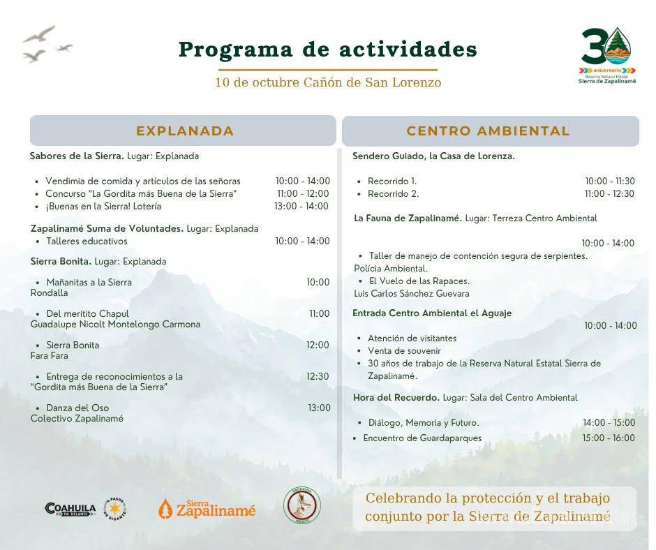 $!El Cañón de San Lorenzo concentrará las principales actividades del aniversario el 10 de octubre.