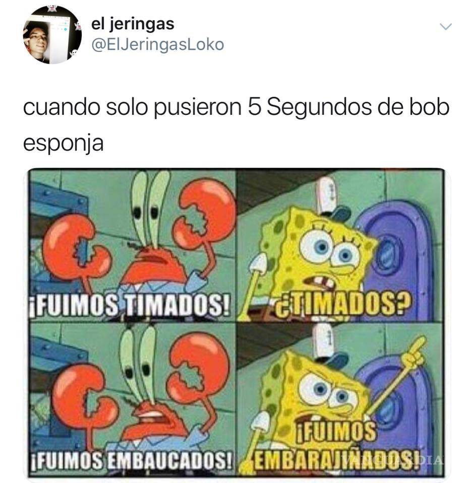 $!Ni 5 segundos duró Bob Esponja en el Súper Bowl... pero los memes no pararán