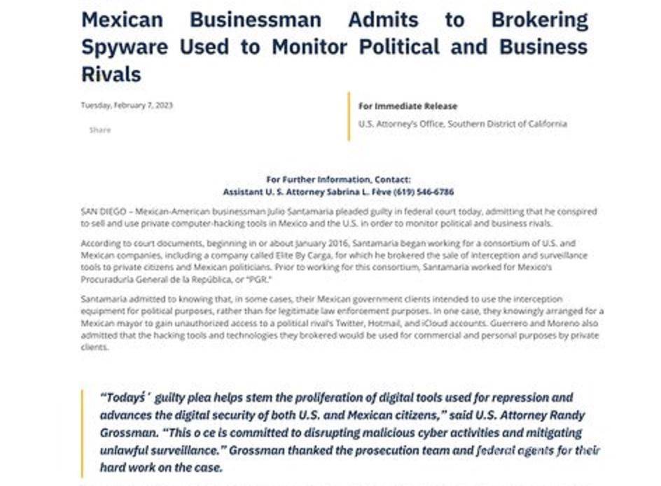 $!Ex empleado de la PGR vendía programas espía a políticos, se declara culpable en EU
