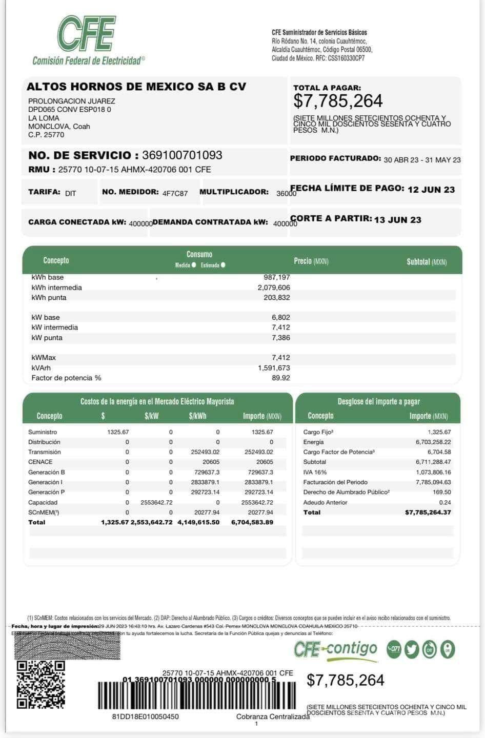 $!De nuevo en penumbras, CFE corta energía eléctrica a AHMSA y obreros están a la expectativa