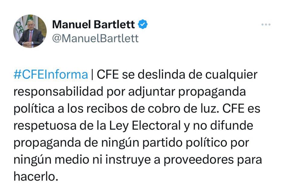 $!¿Propaganda a favor de Claudia Sheinbaum en recibo de luz de la CFE?