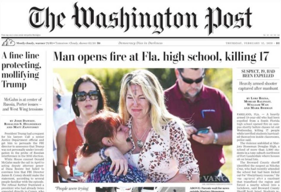 $!¿Cómo amanecieron las portadas de los periódicos más importantes de EU, tras tiroteo en Florida?