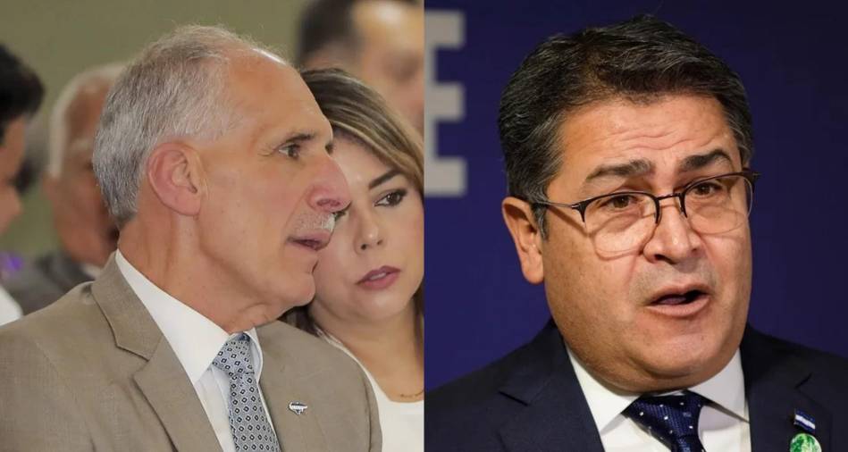 Izquierda, el presidente de Honduras, Nasry Asfura y el ex mandatario hondureño, Juan Orlando Hernández.