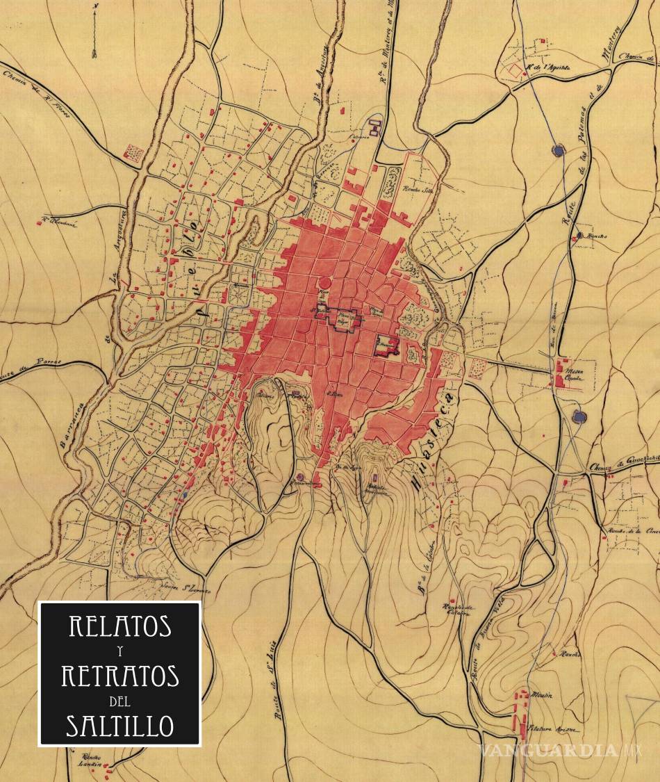 $!Plano elaborado en 1865 por el ejército francés durante la ocupación de la ciudad, en el que se aprecian numerosos cuerpos y corrientes de agua.
