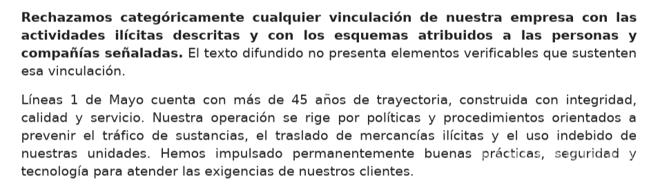 $!A través de un documento, la compañía solicitó a la revista revisar el sustento de sus señalamientos.