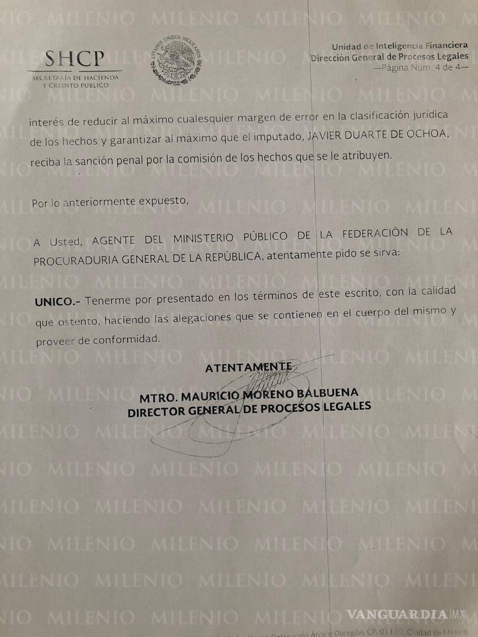 $!UIF denuncia a exfuncionario por ayudar a Javier Duarte a reducir su sentencia