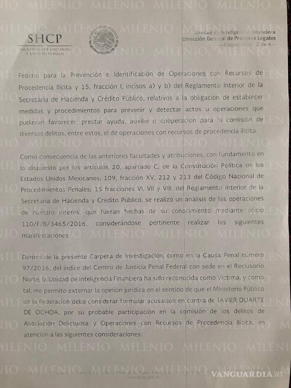 $!UIF denuncia a exfuncionario por ayudar a Javier Duarte a reducir su sentencia