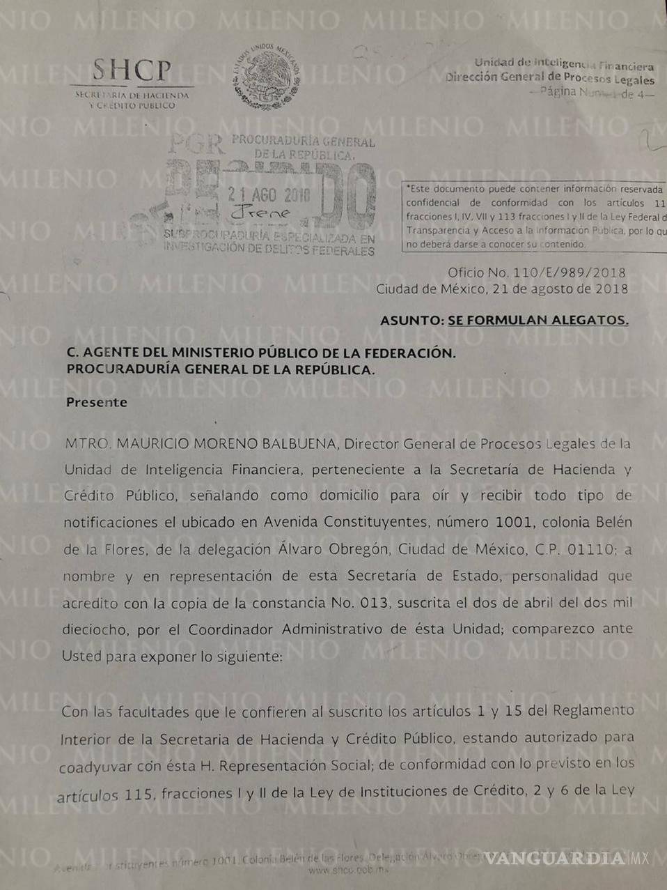 $!UIF denuncia a exfuncionario por ayudar a Javier Duarte a reducir su sentencia