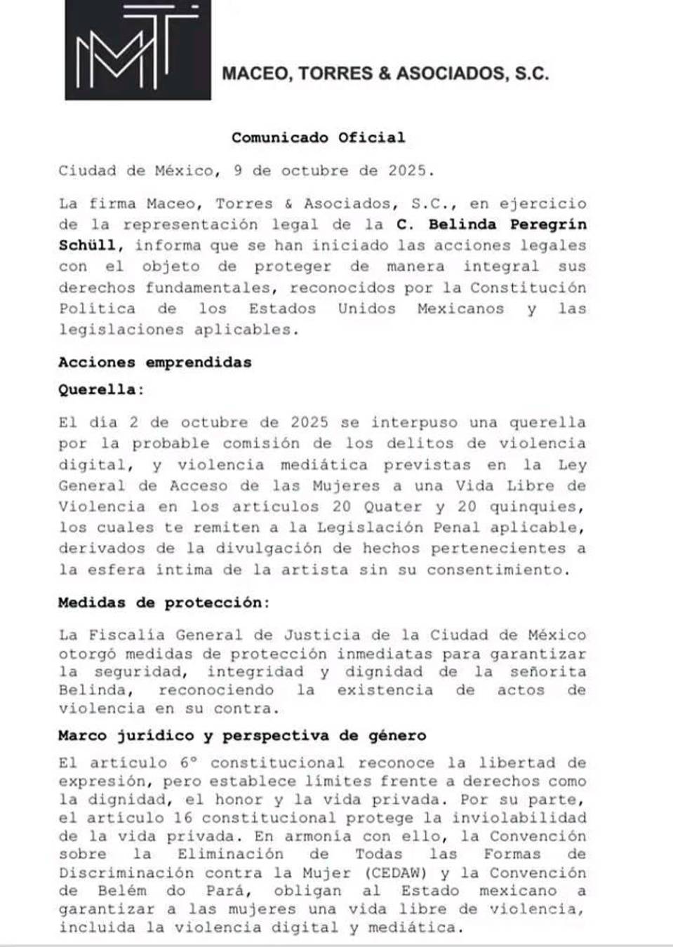 $!Belinda obtiene medidas de protección contra Lupillo Rivera tras querella por violencia digital y mediática