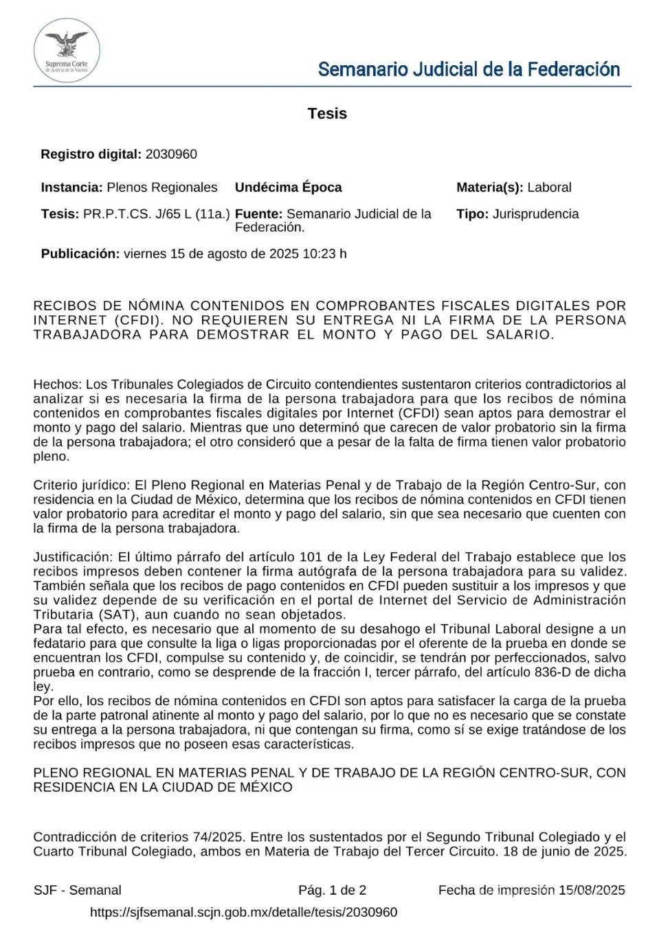 $!Recibos de nómina digitales sin la firma del trabajador tendrán validez en juicios laborales