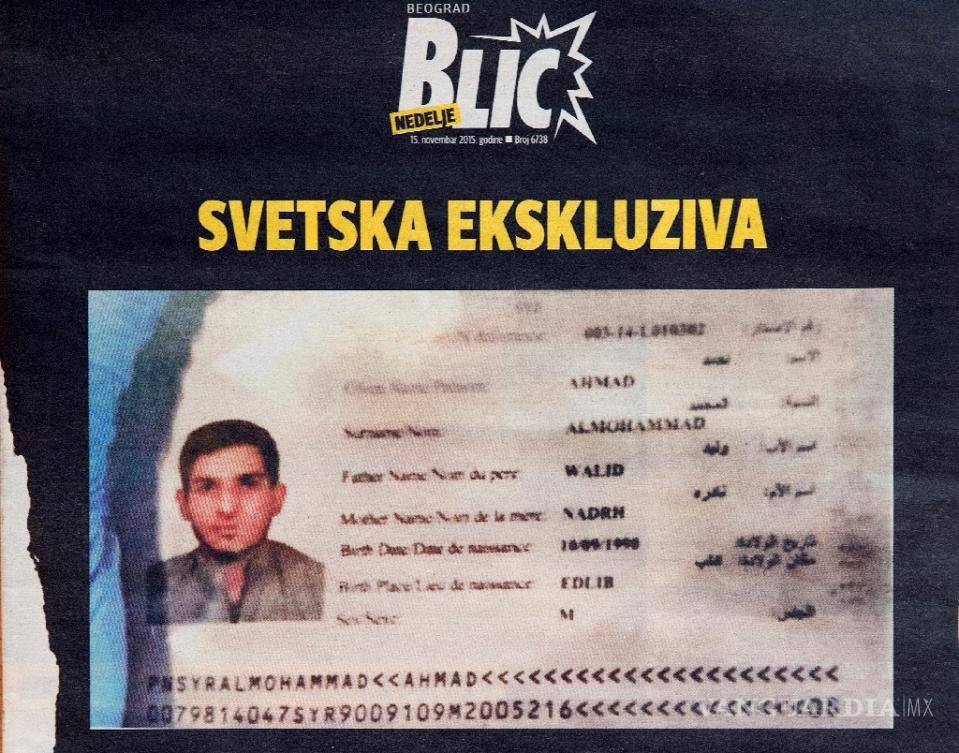 $!Grecia difunde foto de sirio vinculada con atentados de París