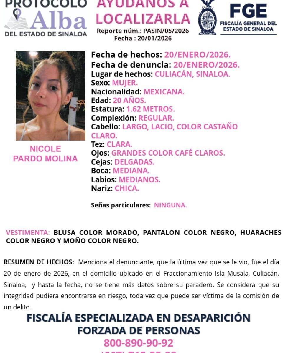 $!Activan Protocolo Alba por desaparición de la influencer Nicole Pardo Molina en Culiacán