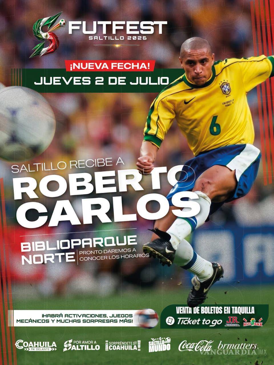 $!El FutFest Saltillo 2026 anunció nueva fecha para la visita de Roberto Carlos al Biblioparque Norte.