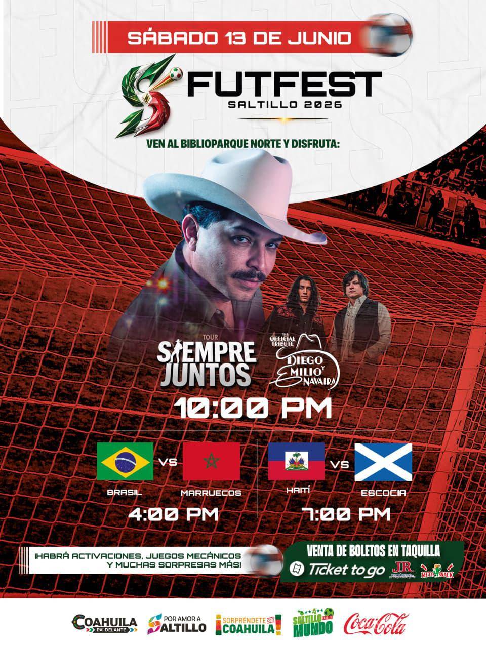 $!La jornada de este sábado en el FutFest incluirá la transmisión de dos partidos internacionales y la presentación musical de Siempre Juntos, Diego y Emilio Navaira.