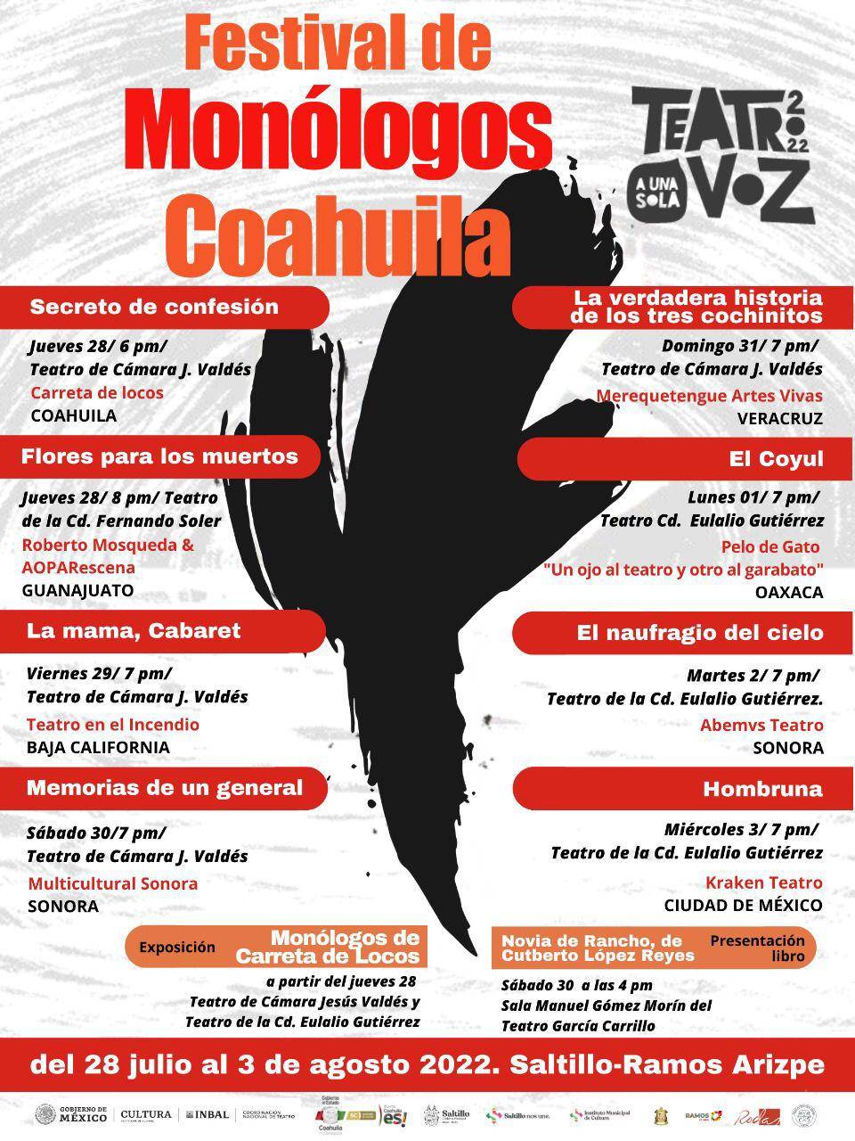 $!Llega el Festival de Monólogos con toda la calidad del Teatro a Una Sola Voz