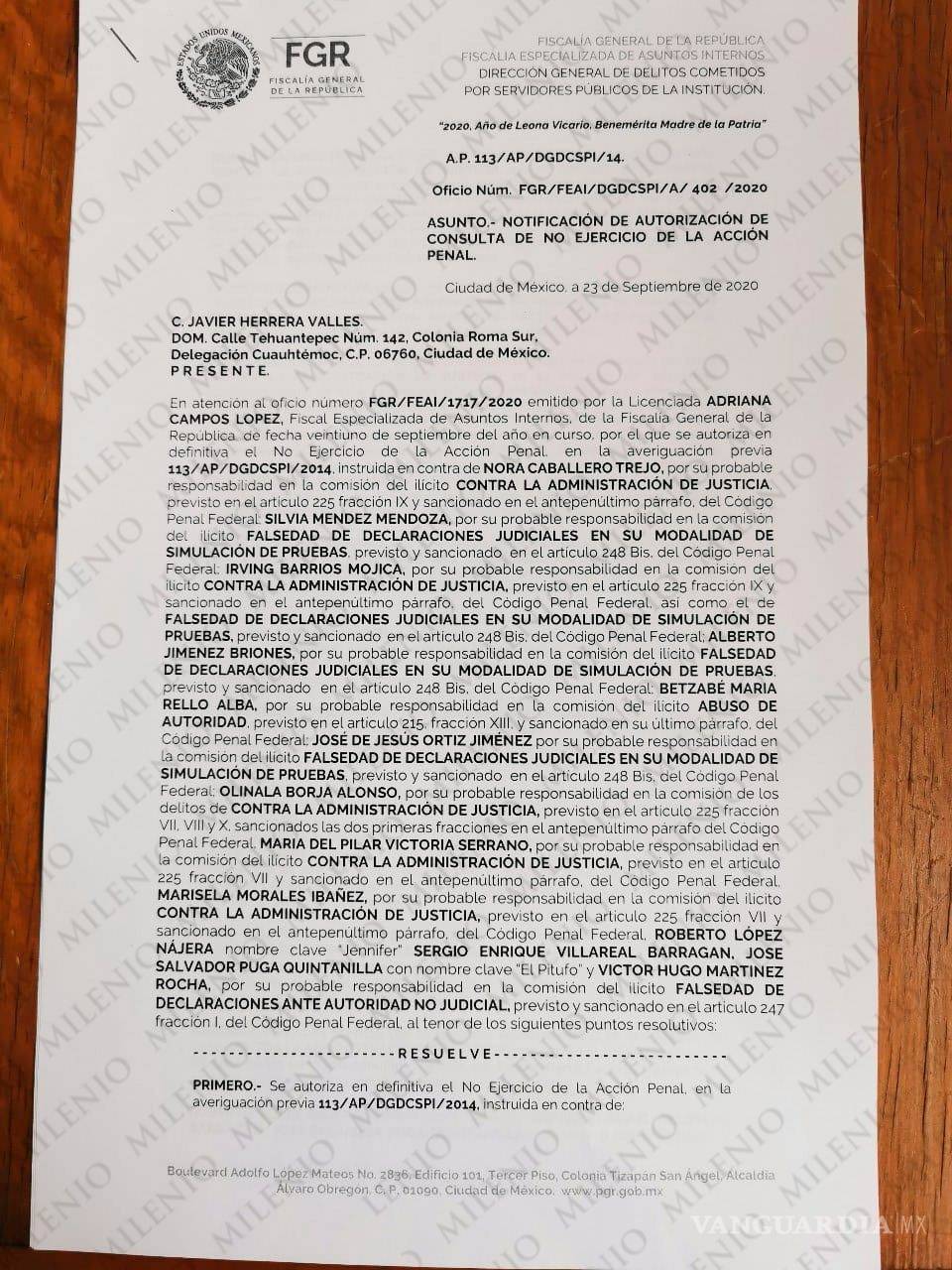 $!Determina FGR no ir contra Marisela Morales por manipulación de testigos protegidos