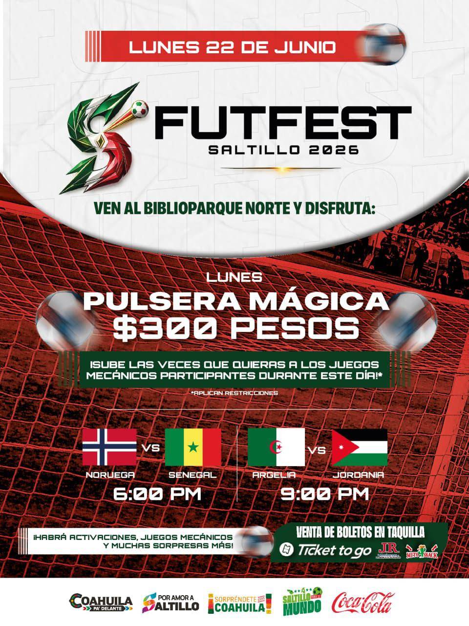 $!Este lunes, el FUTFEST ofrecerá la promoción de Pulsera Mágica por 300 pesos, además de la transmisión de los partidos Noruega-Senegal y Argelia-Jordania en pantalla gigante.