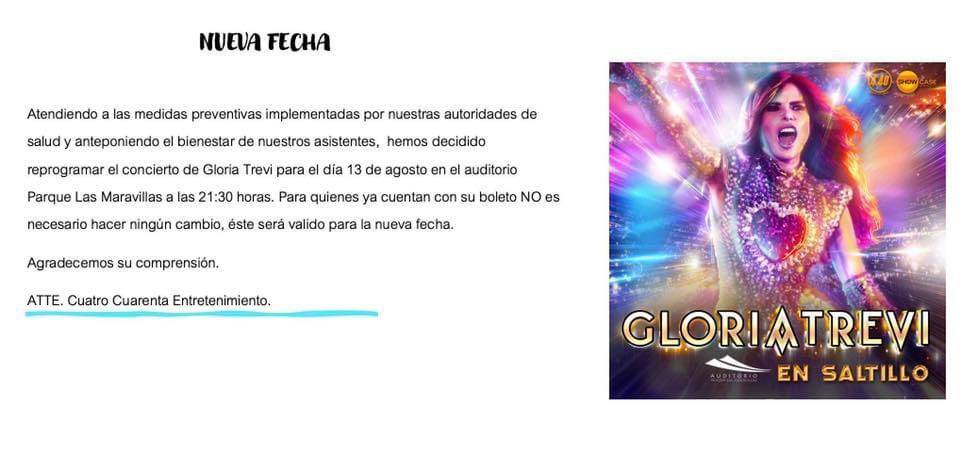 $!Es oficial Gloria Trevi NO vendrá a Saltillo en mayo con su 'Diosa de la Noche Tour'