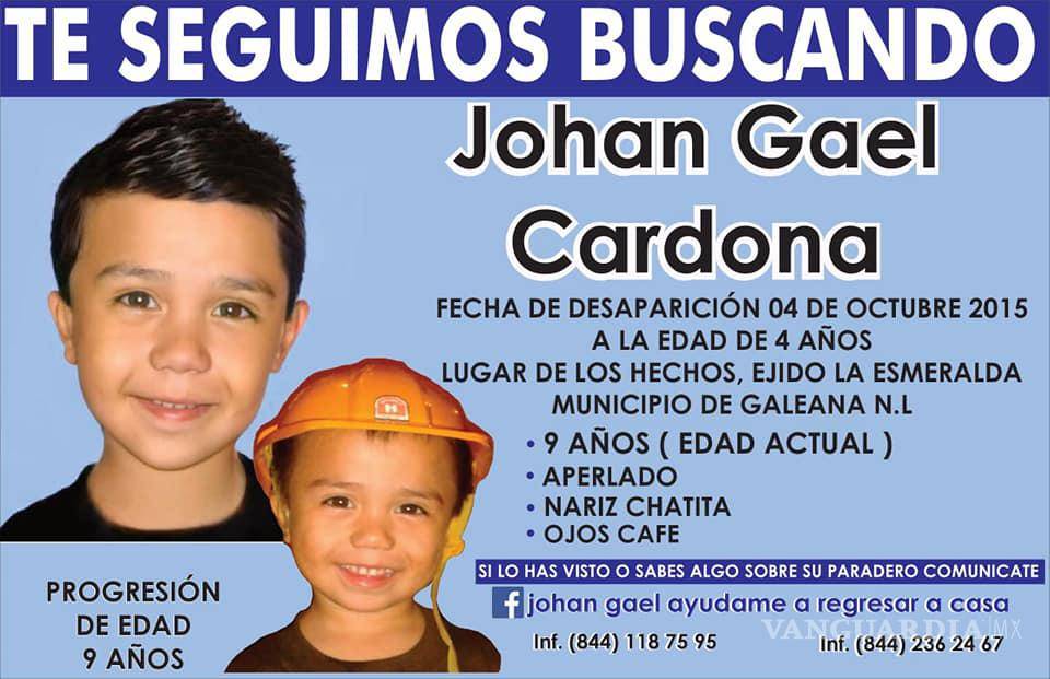 Johan Gael de 4 años desapareció hace 6 años; su familia de Saltillo no lo deja de buscar