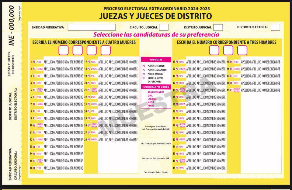 $!Revelan boletas del INE para elección judicial en México: Significado de los diseños, colores y proceso de votación