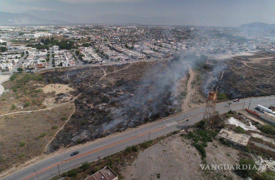Incendio arrasa con más de 4.5 hectáreas de pastizal en Ramos Arizpe; autoridades confirman que fue provocado