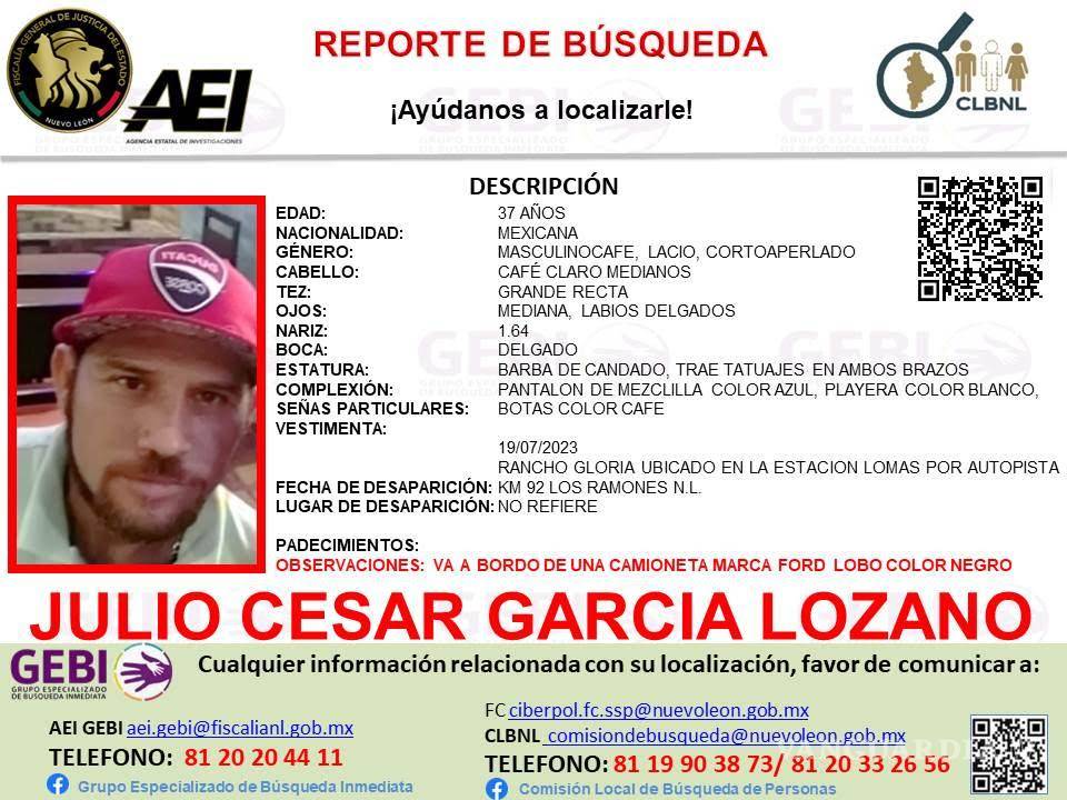 $!Desaparecen tres hombres, uno estadounidense, en Los Ramones, Nuevo León