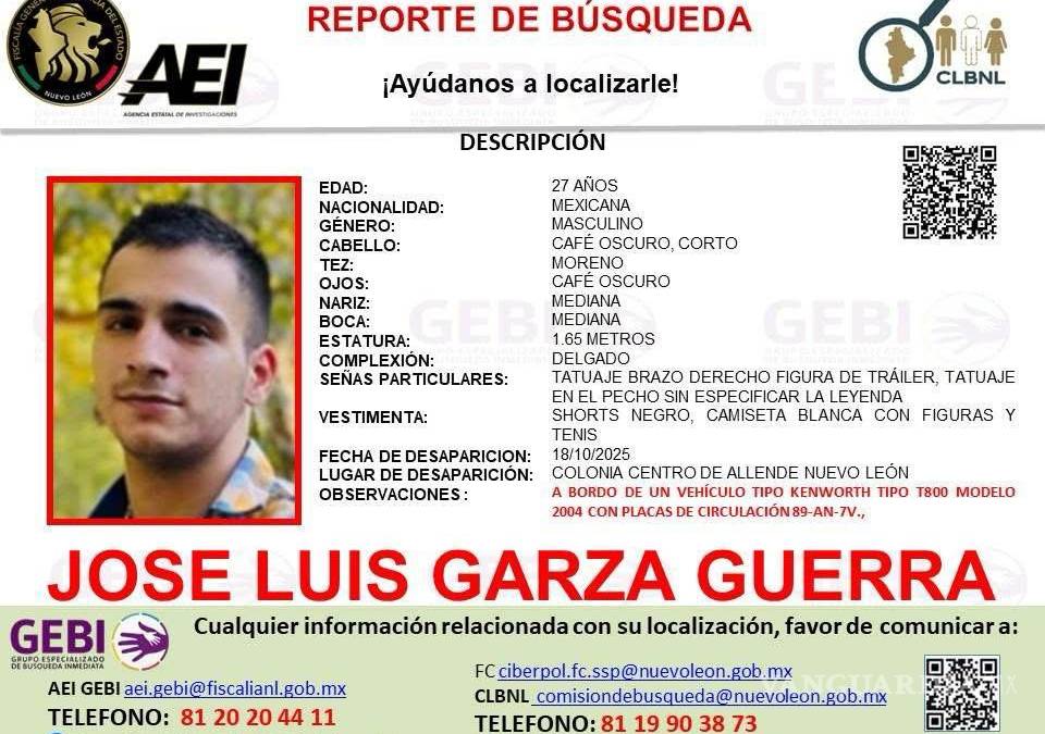 Buscan a traileros que salieron de Allende, Nuevo León a Reynosa, Tamaulipas y están desaparecidos