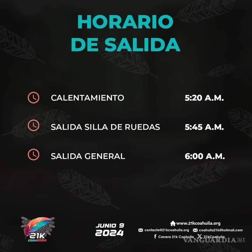 $!Así serán los horarios para iniciar a correr la 21K.